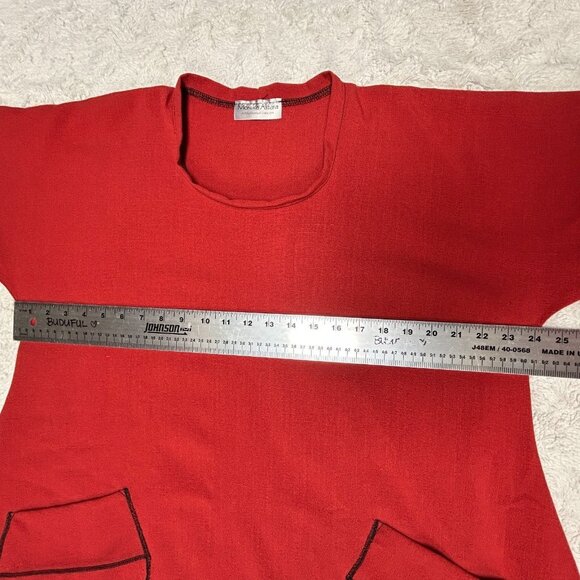 Monika Astara Womens Handmade Art to Wear Tunic Red Asymmetric Hem Lagenlook - Picture 6 of 8